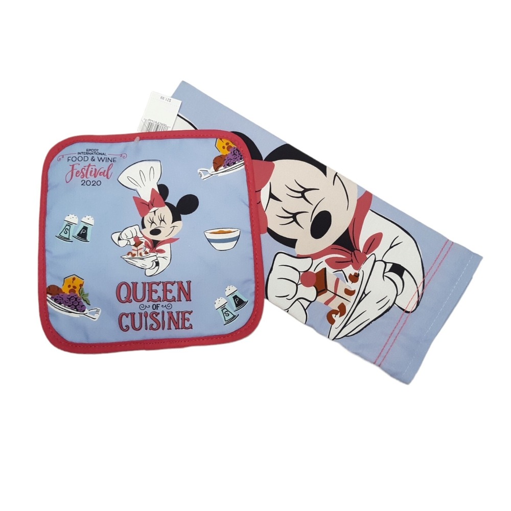 Disney Minnie Mouse Epcot‎ Food and Wine Festival 2020 Pot Holder Towel Set